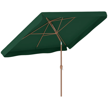 Umbrelă de Grădină 2x3 m cu Deschidere cu Manivelă, Înclinabilă și Anti-UV 50+, Verde