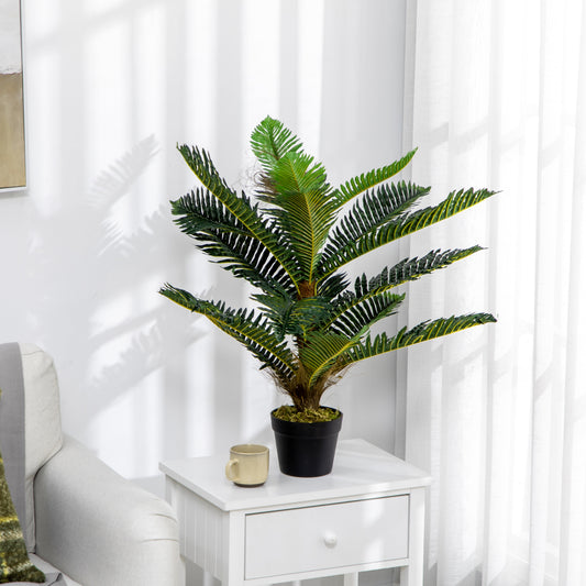Plantă Artificială de Palmă cu 18 Frunze și Vas Inclus pentru Interior, Înălțime 85 cm, Verde