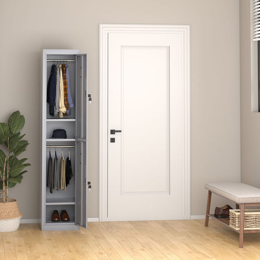 Dulap Metalic Haine – 4 Rafturi, 2 Usi, Gri 38×46×180 cm