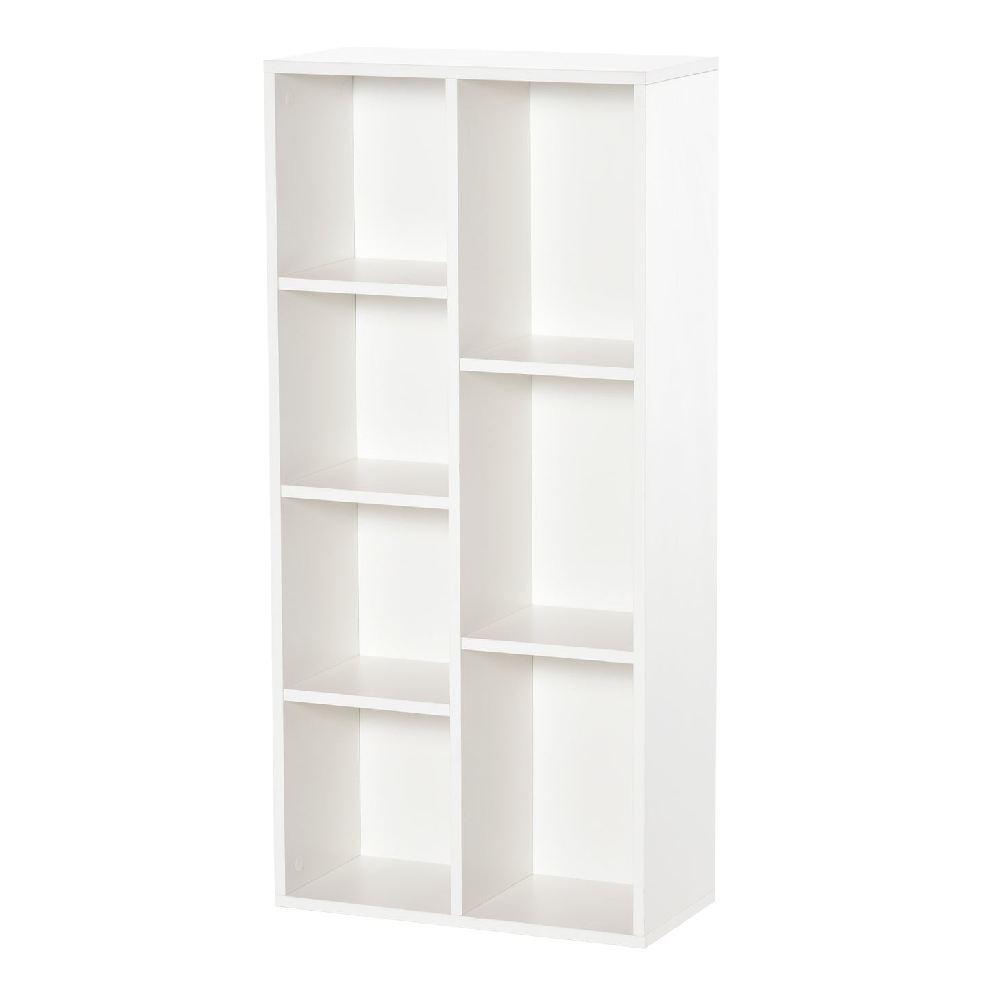 Bibliotecă din Lem Stil Vintage Cubica cu 7 Suporturi Diferite din MDF pentru Casă și Birou, 50x24x106 cm, Alb