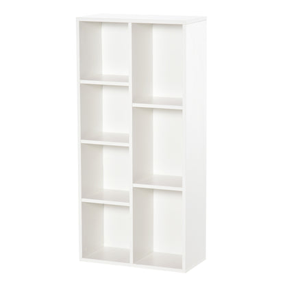 Bibliotecă din Lem Stil Vintage Cubica cu 7 Suporturi Diferite din MDF pentru Casă și Birou, 50x24x106 cm, Alb
