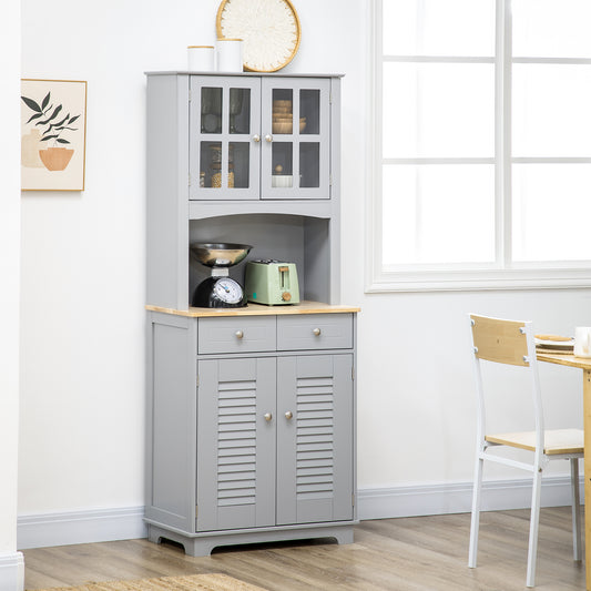 Bufet pentru Bucatarie, Mobilier din MDF, Dulap de Bucatarie in Stil Clasic, Gri, 68x39.5x170 cm