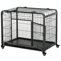 Kennel pentru Caini Pliabil Usa cu Blocare 4 Roti Fund Detasabil