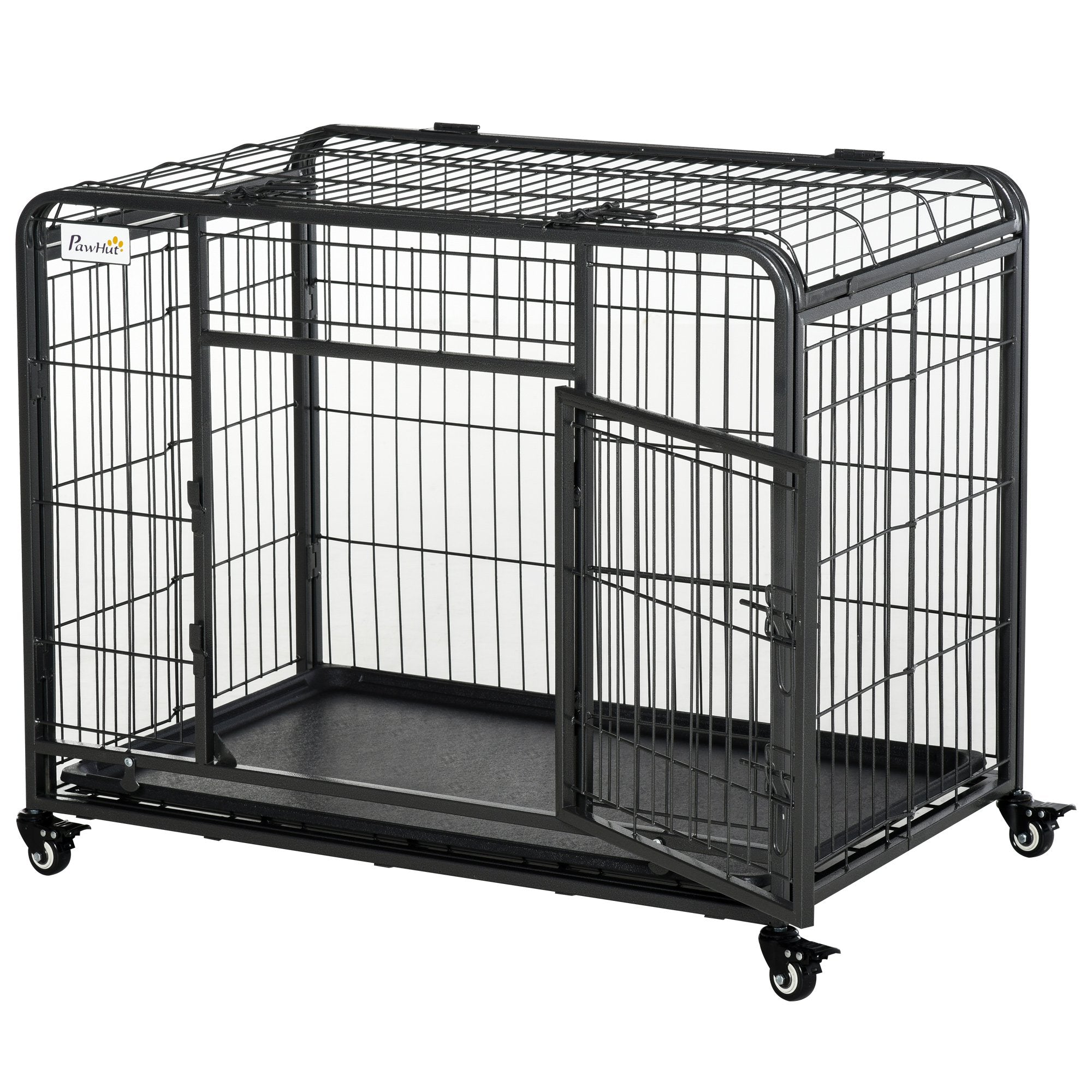 Kennel pentru Caini Pliabil Usa cu Blocare 4 Roti Fund Detasabil