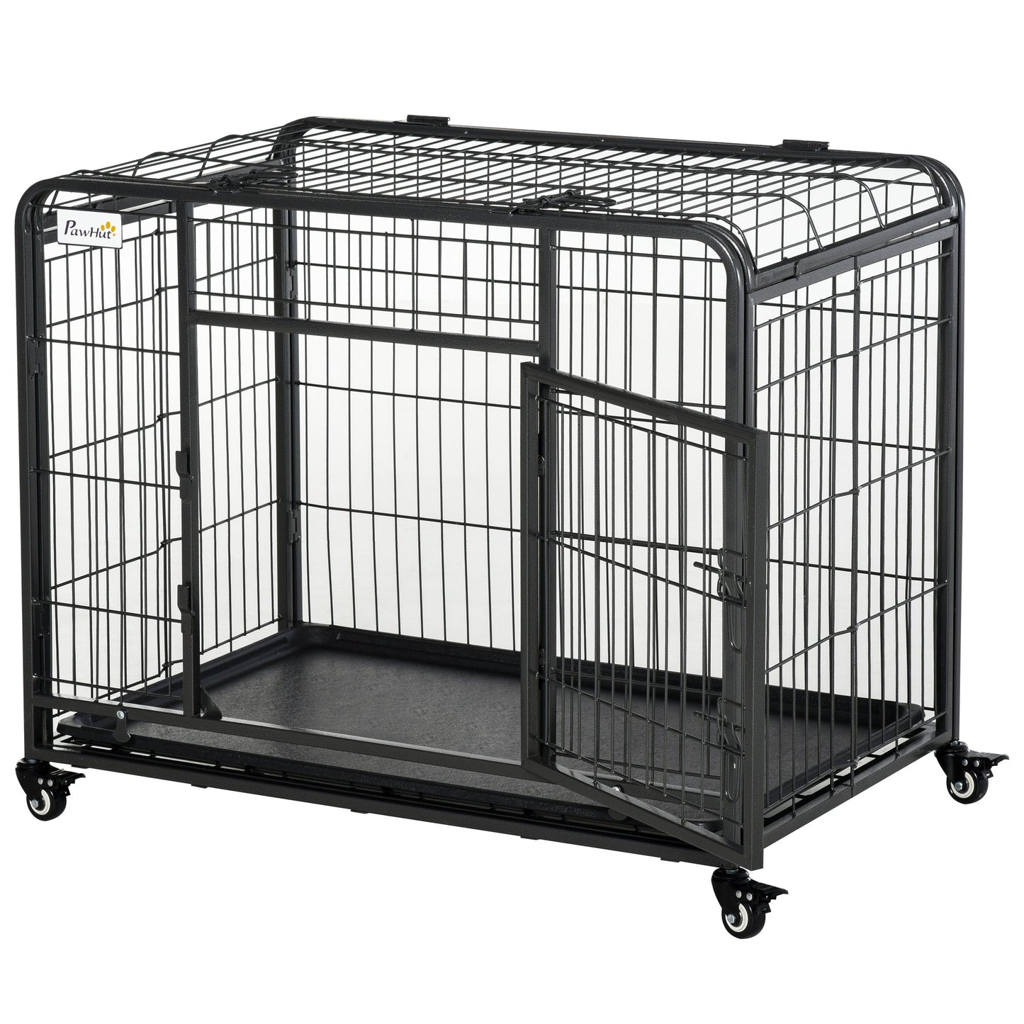 Kennel pentru Caini Pliabil Usa cu Blocare 4 Roti Fund Detasabil