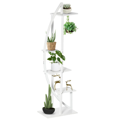 Suport pentru plante cu 5 niveluri Scara in forma de jumatate de luna Suport pentru ghivece Raft pentru interior, exterior, camera de zi, studiu, balcon si dormitor