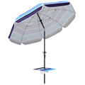 Umbrelă de Plajă cu Măsuță și Suport pentru Pahare, din Metal și Poliester, Ø198x214 cm, Multicolor
