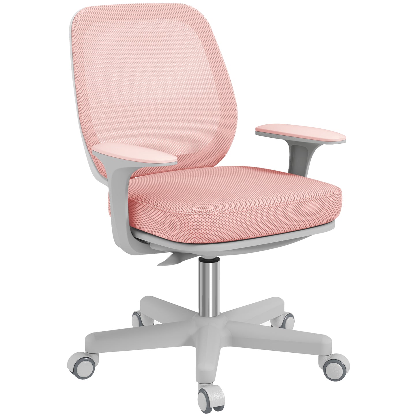 Scaun de birou ergonomic, reglabil pe înălțime, cu 5 roți, 55x48x82.5-94.5 cm, roz