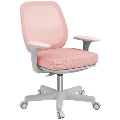 Scaun de birou ergonomic, reglabil pe înălțime, cu 5 roți, 55x48x82.5-94.5 cm, roz