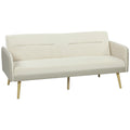 Canapea extensibilă 3 locuri cu spătar rabatabil și tapițerie cu efect de catifea, 185x84x83 cm, bej