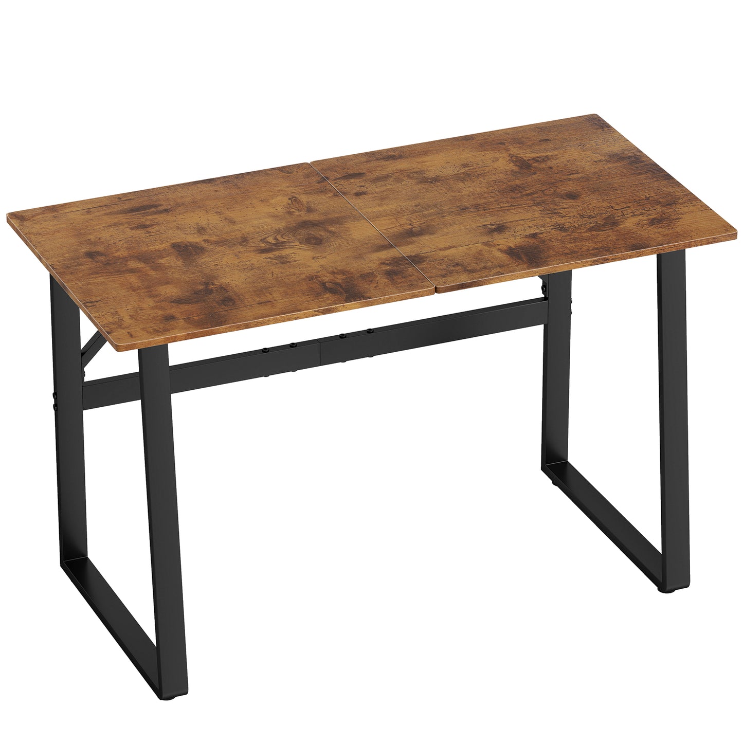 Birou pentru Cameră Stil Industrial cu Colțuri Rotunjite, din Lemn și Oțel, 120x60x76 cm, Negru și Maro