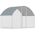 Adăpost și Țarc pentru Găini de Exterior, din Oțel, 2,8x1,7x1,9m, Argintiu