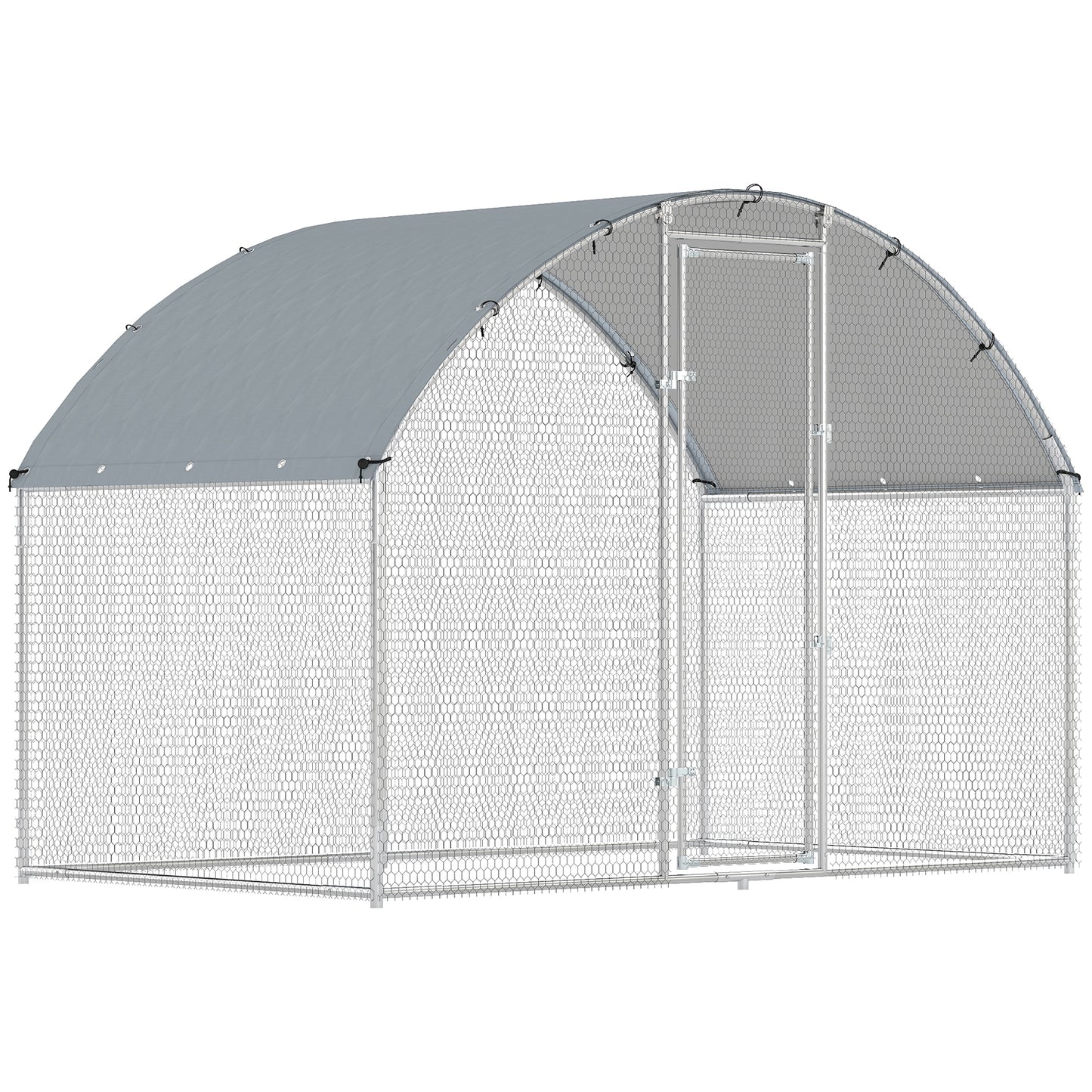Adăpost și Țarc pentru Găini de Exterior, din Oțel, 2,8x1,7x1,9m, Argintiu