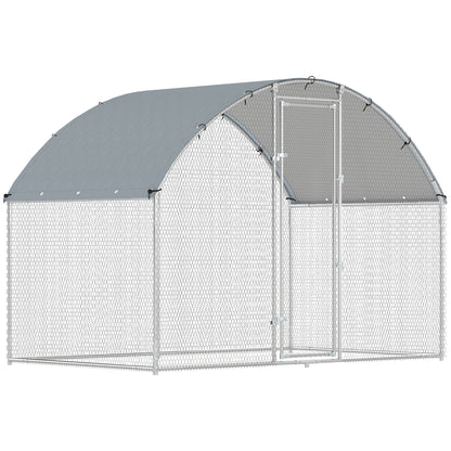 Adăpost și Țarc pentru Găini de Exterior, din Oțel, 2,8x1,7x1,9m, Argintiu