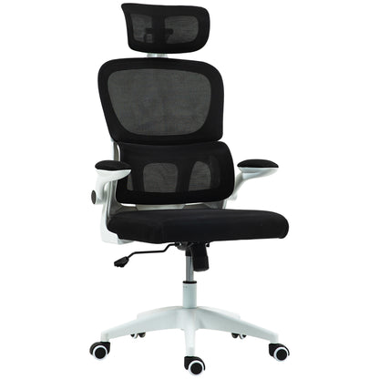 Scaun Ergonomic de Birou cu Înălțime Reglabilă, Brațe Rabatabile și Tetieră, 62x61x112-120 cm, Negru