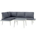 Set de mobilier de grădină cu 2 canapele cu perne, spătar reglabil în 5 poziții și măsuță cu efect de lemn, gri