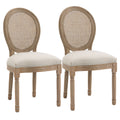 Set 2 Scaune Sufragerie Vintage cu Spatar Perforat 49x56x96cm Alb crem