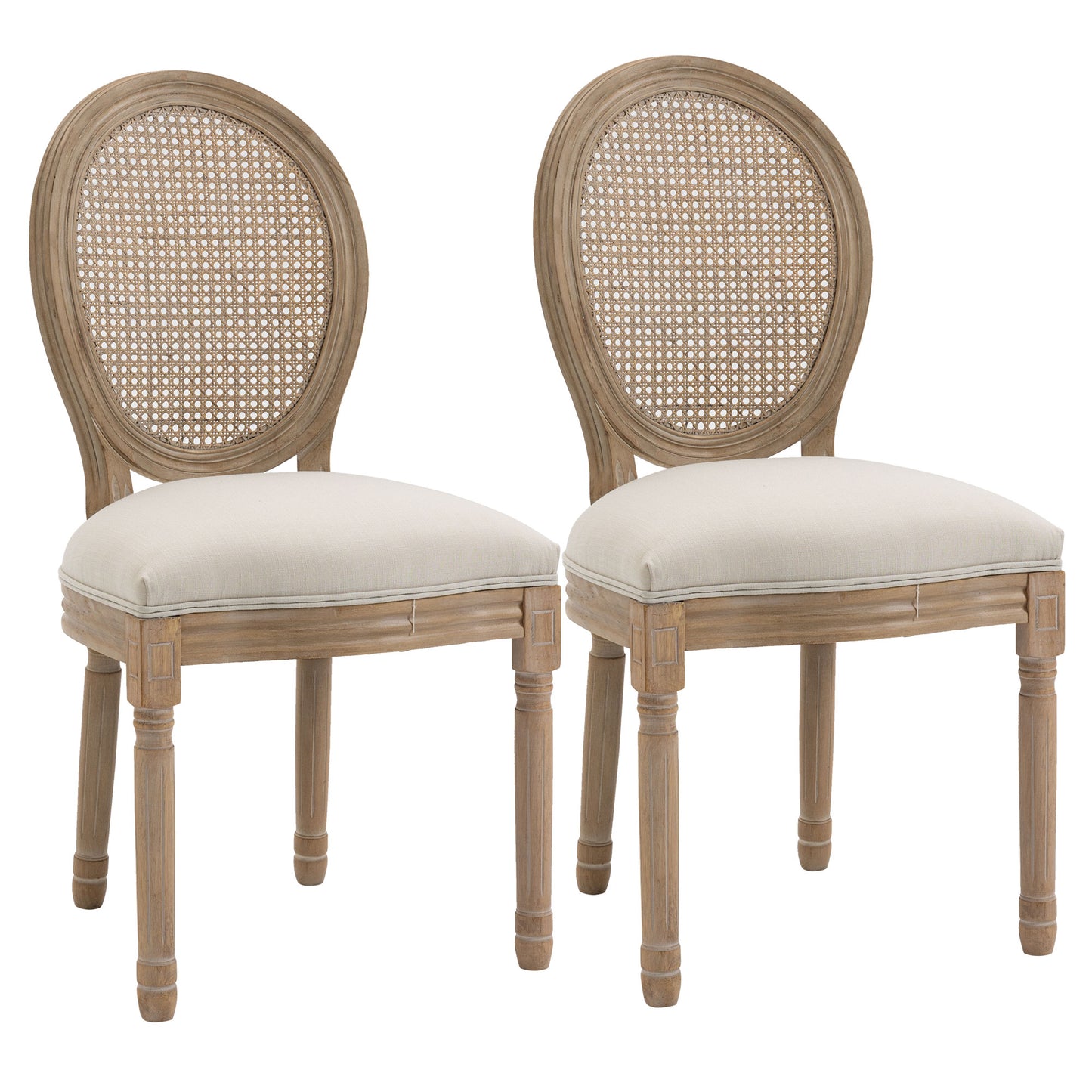 Set 2 Scaune Sufragerie Vintage cu Spatar Perforat 49x56x96cm Alb crem