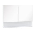 Dulap cu oglinda de perete cu lumini LED, raft deschis si raft intern reglabil, sticla si MDF, 80x15x60cm