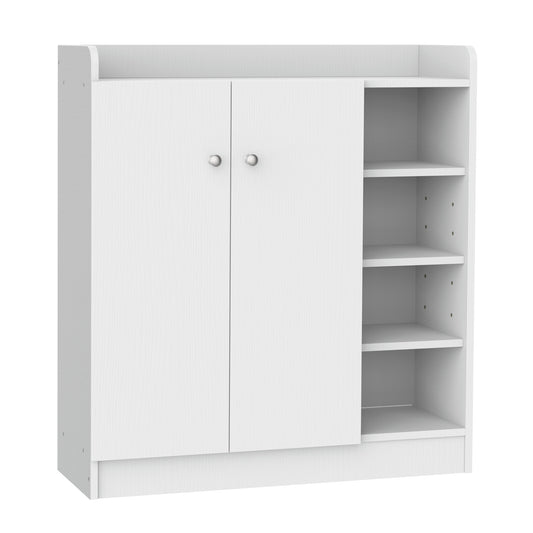 Pantofar Modern din Lemn cu Rafturi pentru Hol, Dulap de Pantofi Încăpător, 83x30x90cm, Alb