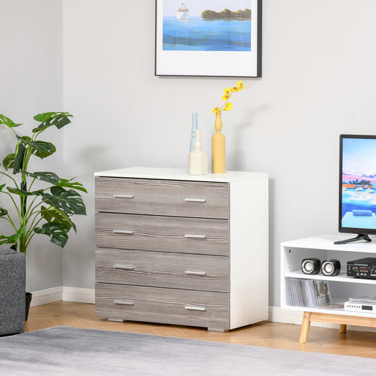 Comoda cu 4 sertare din lemn cu manere din aluminiu 76x35x72cm