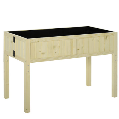 Jardinieră Ridicată Pliabilă, Pat pentru Grădină în Lemn de Brad cu 4 Orificii de Drenaj, pentru Grădină, Terasă, Balcon, 115x56x76 cm, Culoare Lemn