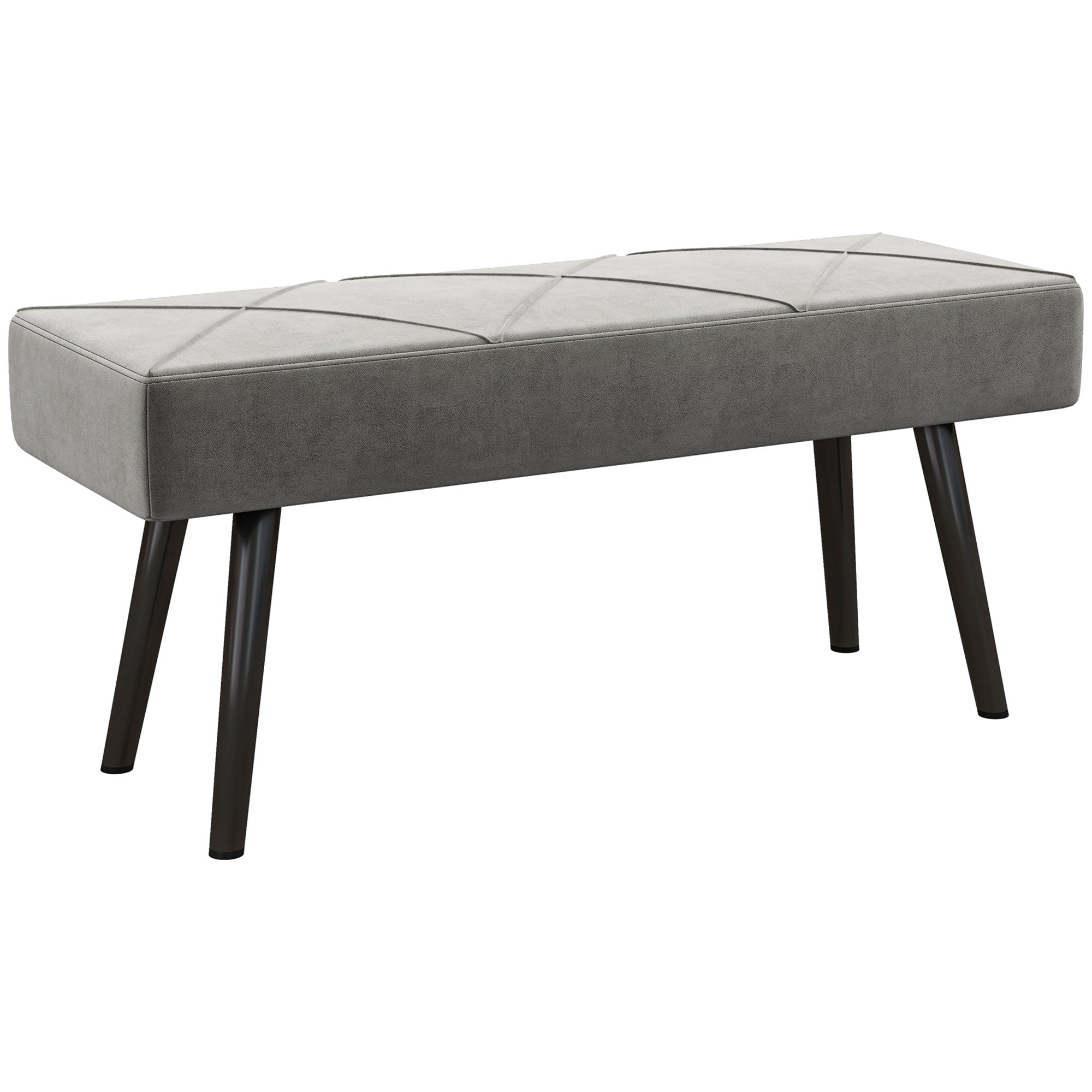 Bancă Tapițată pentru Dormitor din Catifea cu Picioare din Oțel, 100x36x45cm, Gri