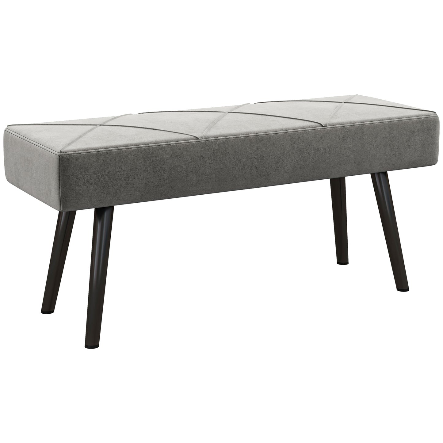 Bancă Tapițată pentru Dormitor din Catifea cu Picioare din Oțel, 100x36x45cm, Gri
