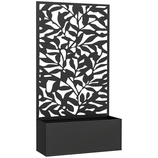 Ghiveci cu spallier pentru plante cățărătoare din oțel, montare pe perete sau pe podea, 61x23x113 cm, negru