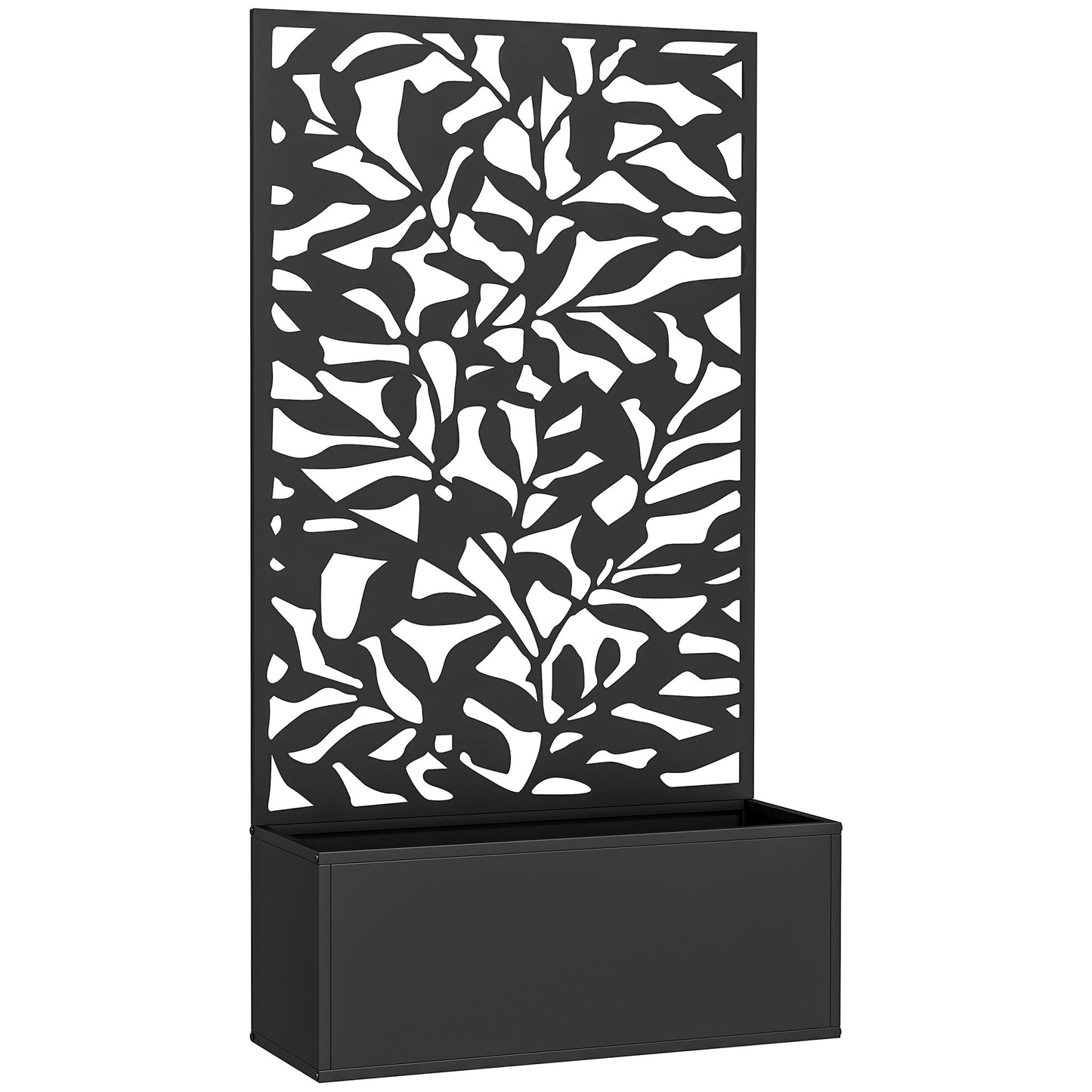 Ghiveci cu spallier pentru plante cățărătoare din oțel, montare pe perete sau pe podea, 61x23x113 cm, negru