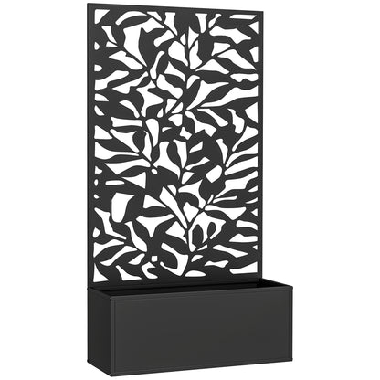 Ghiveci cu spallier pentru plante cățărătoare din oțel, montare pe perete sau pe podea, 61x23x113 cm, negru