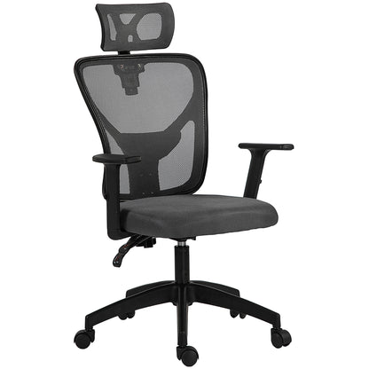 Scaun de birou ergonomic și reglabil cu suport lombar și tetieră, 66x61x106-116 cm, gri