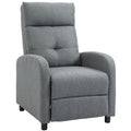 Fotoliu Reclinabil 155° max cu Tapițerie din Material Textil cu Aspect de In, Gri, și Suport pentru Picioare, 67x87x98 cm