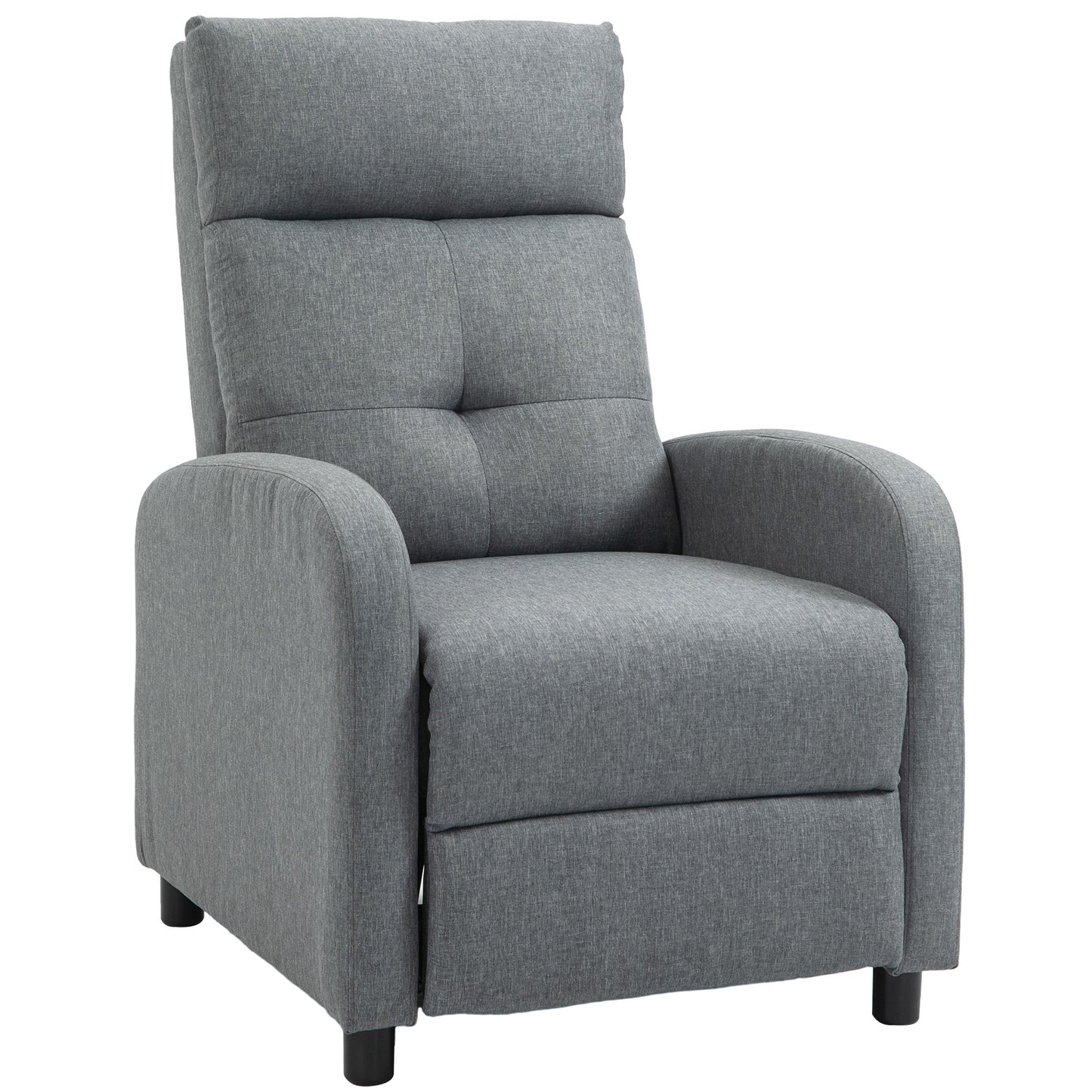 Fotoliu Reclinabil 155° max cu Tapițerie din Material Textil cu Aspect de In, Gri, și Suport pentru Picioare, 67x87x98 cm