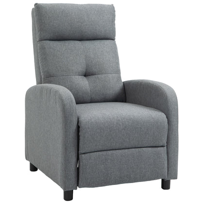 Fotoliu Reclinabil 155° max cu Tapițerie din Material Textil cu Aspect de In, Gri, și Suport pentru Picioare, 67x87x98 cm