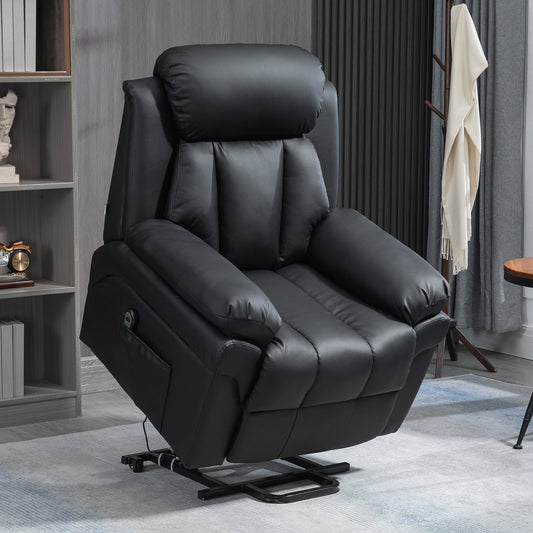 Fotoliu Recliner Electric cu Funcție de Ridicare, Tapițerie Groasă și Telecomandă, 96x93x105 cm, Negru