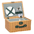 Coș de Picnic din Răchită pentru 2 Persoane cu Zonă Frigorifică și Veselă, 40x30x20 cm, Maro Deschis