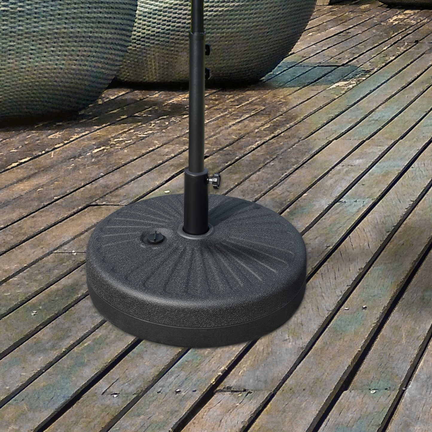 Baza pentru Umbrela de Gradina cu Stalp Central Φ3.8cm si 4.8cm, Soclu pentru Umbrela care se Umple cu Apa sau Nisip, Negru