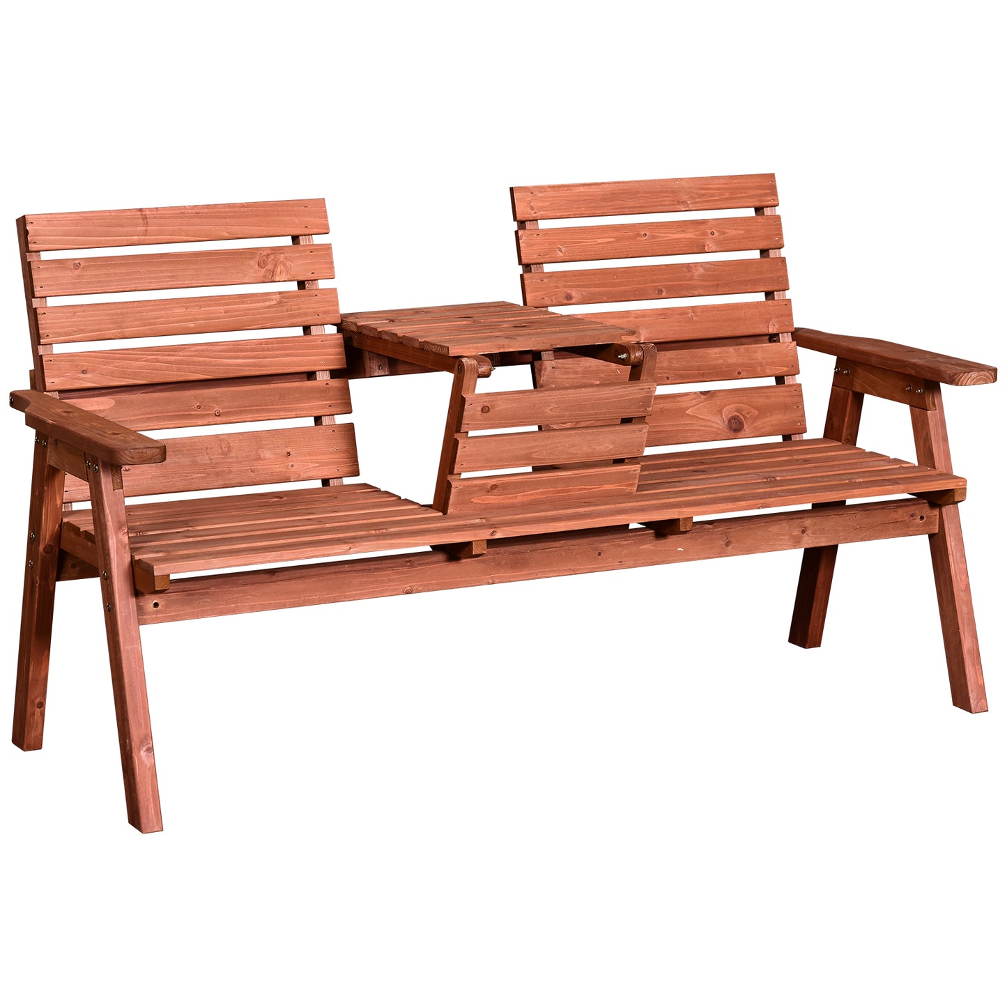Set 2 Scaune de Gradina cu Masuta pentru cafea, in Lemn 160x68x92cm