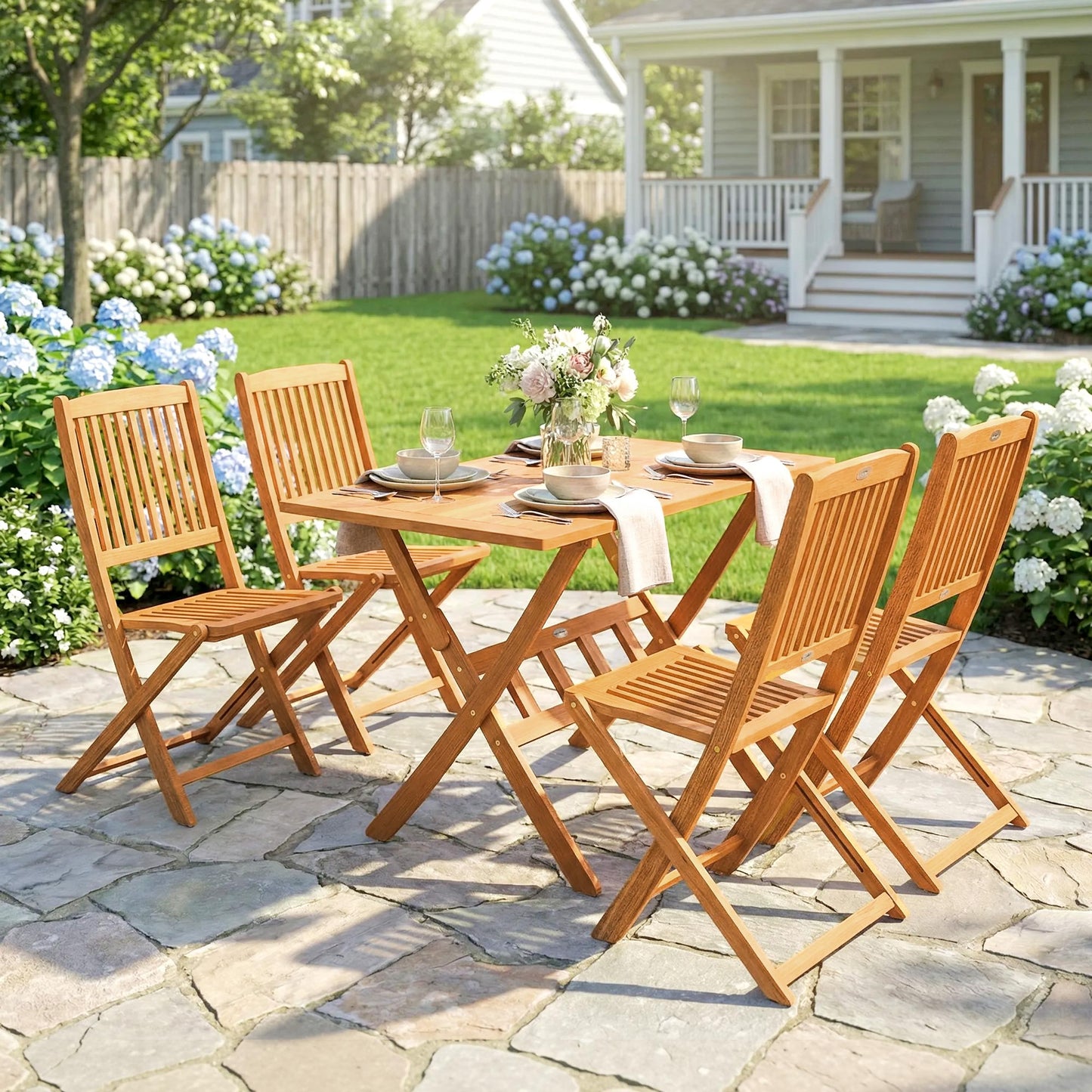 Set de Luat Masa pentru Grădină 5 Piese, Masă și 4 Scaune Rabatabile