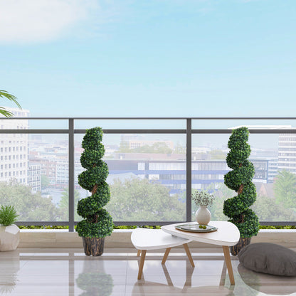 Plantă Artificială Decorativă Buxus în Spirală cu Ghiveci Inclus, Ф32x120 cm, Verde