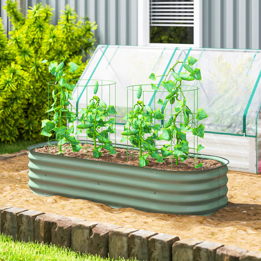 Pat modular pentru grădină înălțată 150x62x30cm din oțel galvanizat cu bază deschisă, verde