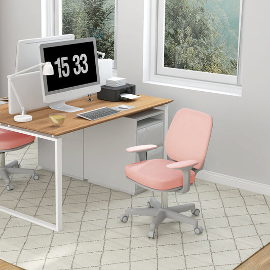 Scaun de birou ergonomic, reglabil pe înălțime, cu 5 roți, 55x48x82.5-94.5 cm, roz