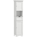 Coloană de Baie cu Iluminare LED, Dulap Îngust de Depozitare, Sertar și 2 Uși, 40x30x170 cm, Alb