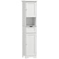 Coloană de Baie cu Iluminare LED, Dulap Îngust de Depozitare, Sertar și 2 Uși, 40x30x170 cm, Alb