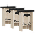 Set de 3 Căsuțe pentru Lilieci Bat Box din Lemn de Brad, 18x6x22,5 cm, Culoare Naturală