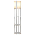 Lampă de Podea 40W cu 3 Rafturi și Comutator cu Pedală, din Lemn și PS, 26x26x160 cm, Albă
