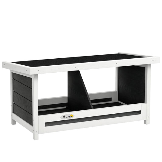 Cuibar pentru Găini cu 2 Zone, Bază Înălțată și Acoperiș din Bitum, 66x37x34 cm, Gri