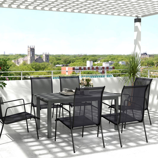 Masă extensibilă de grădină 160-220 cm pentru 6-8 persoane, dreptunghiulară, din aluminiu, gri