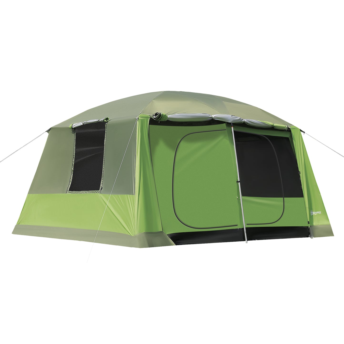 Cort de Camping pentru 8 Persoane, 2 Camere, Verandă Mare, Rezistent la Apă și Vânt, 410x310x225 cm, Albastru/Gri